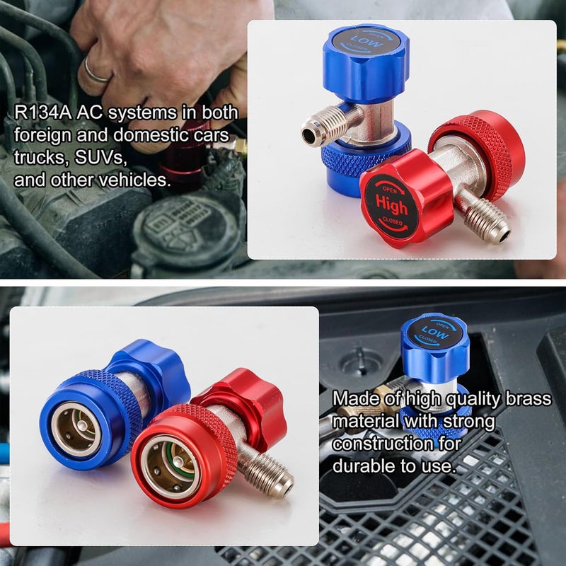 Tigbear R134A Adapter Quick Coupler, R134A Quick Coupler Adapter, Adjustable R134A Adapters and AC Hose Fittings with 1/4" Flares, for R134A Car AC System - Image 4